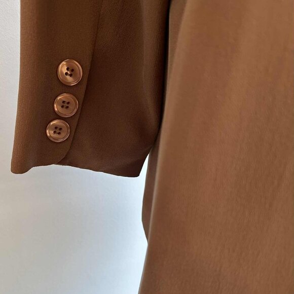 Stephanie Andrews Vintage Camel Pure Silk Blazer with Notched Lapel – US 12P - Picture 7 of 13